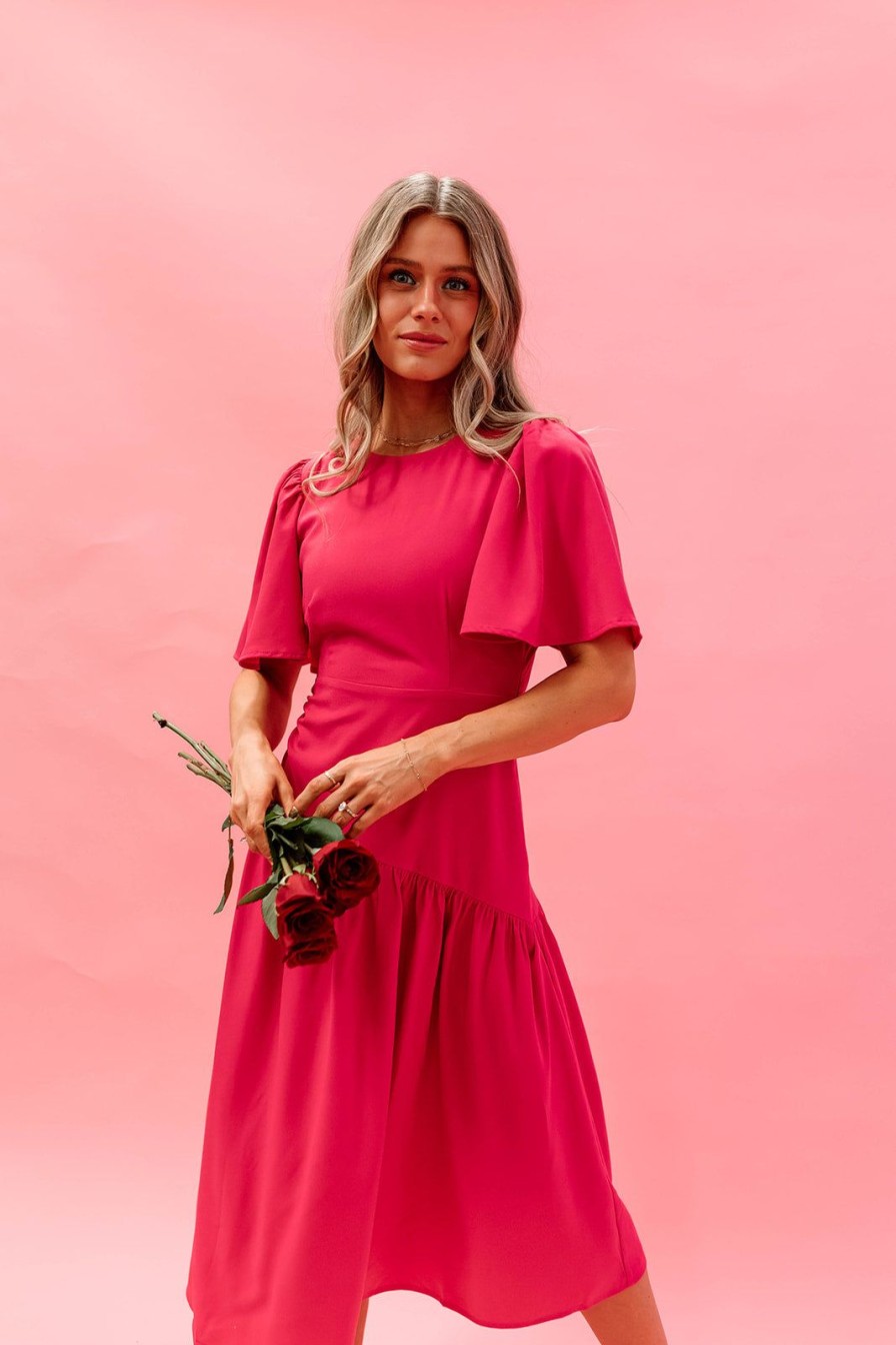 Women Pink Desert Dresses | The Cindee Drop Waist Dress In Fuschia