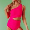 Women Pink Desert One-Pieces | London Cut Out One Piece In Neon Pink By Betsy Mikesell X Pink Desert