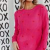 Women Pink Desert Tops | The Heart Confetti Sweater In Hot Pink