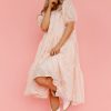 Women Pink Desert Dresses | The Mirabelle Puff Sleeve Dress In Peach