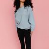 Women Pink Desert Tops | The Monica Vintage Wash Crew Neck In Faded Denim