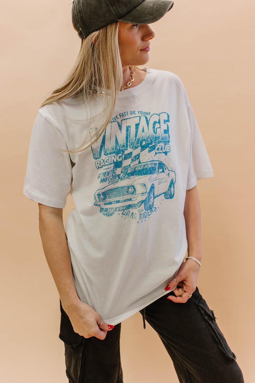 Women Pink Desert Tops | The Vintage Racing Shirt In White