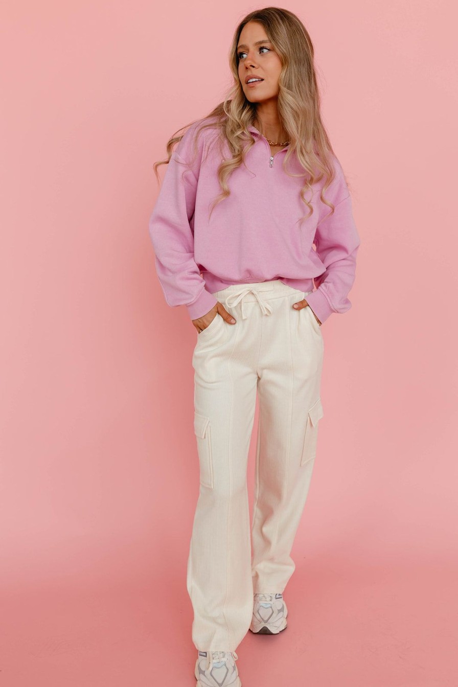 Women Pink Desert Tops | The Alexia Quarter Zip Sweatshirt In Pink