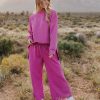 Women Pink Desert Tops | The Farrah Textured Set In Fuchsia