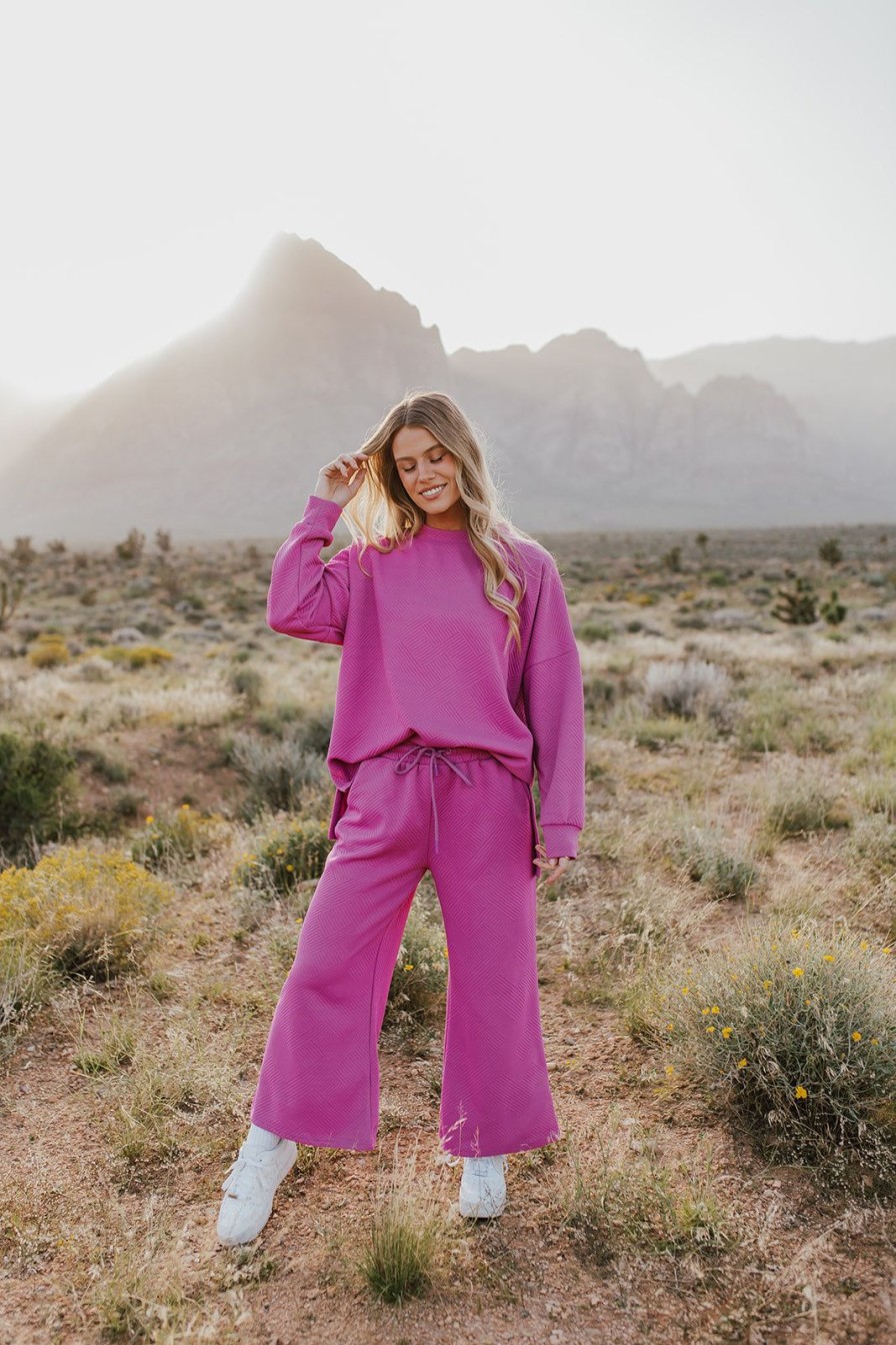 Women Pink Desert Tops | The Farrah Textured Set In Fuchsia